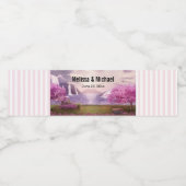 Watervallen en Cherry Trees rond een bruiloft Waterfles Etiket (Enkel label)