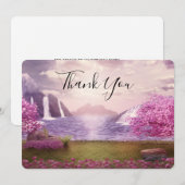 Watervallen en Cherry Trees rond een meer Bedankkaart (Voorkant / Achterkant)