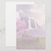 Watervallen en Cherry Trees rond een meer Briefpapier (Voorkant / Achterkant)