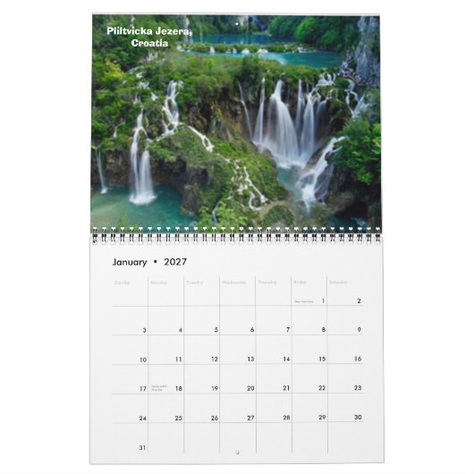 Watervallen in de wereld van 2009 kalender (Jan 2027)
