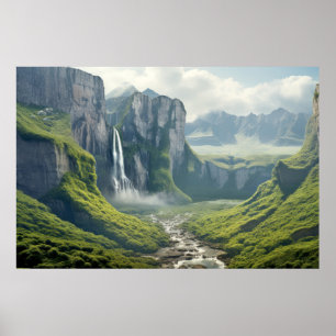 Watervallen Landschap Meditatie Serene Poster