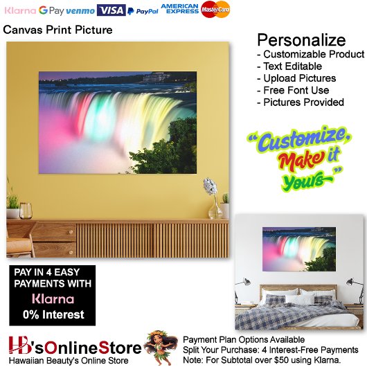 Watervallen Natuur Relax Home Kantoor Afbeelding 1 Canvas Afdruk