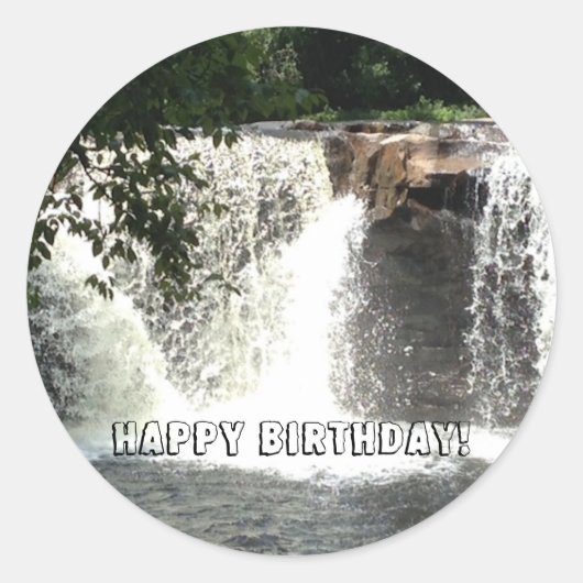 Watervallen River Trees Happy Birthday Stickers (Voorkant)