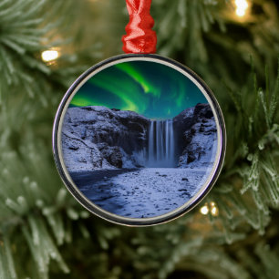 Watervallen   Skógafoss Waterval Metalen Ornament