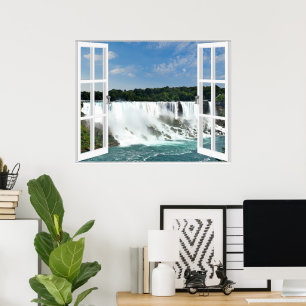 Watervallen Trompe l'oeil Nepraam Uitzicht Poster