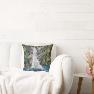 Watervallen Wol Naald Vilten Art Blue Kussen