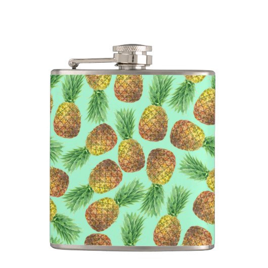 Waterverf 2 ananassen heupfles (Voorkant)