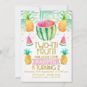 Waterverf 2-Tii Frutti 2e verjaardag Uitnodiging (Voorkant)