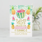 Waterverf 2-Tii Frutti 2e verjaardag Uitnodiging (Staand voorkant)