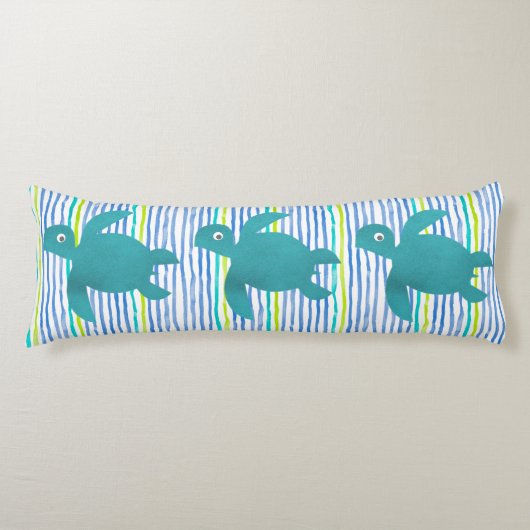 Waterverf 3 Zee Schorrelschildpad en -golven Lichaamskussen (Voorkant)