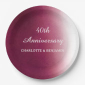 Waterverf 40 jaar Jubileum Ruby Wedding Papieren Bordje (Voorkant)