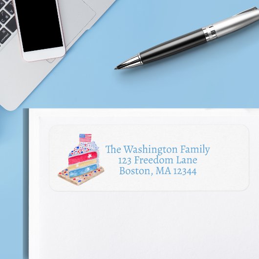 Waterverf 4 juli Cake Party Etiket