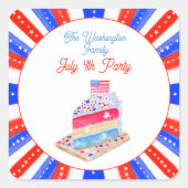 Waterverf 4 juli Cake Party Vierkante Sticker (Voorkant)