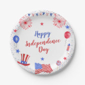 Waterverf 4 juli Onafhankelijkheidsdag Papieren Bordje (Voorkant)