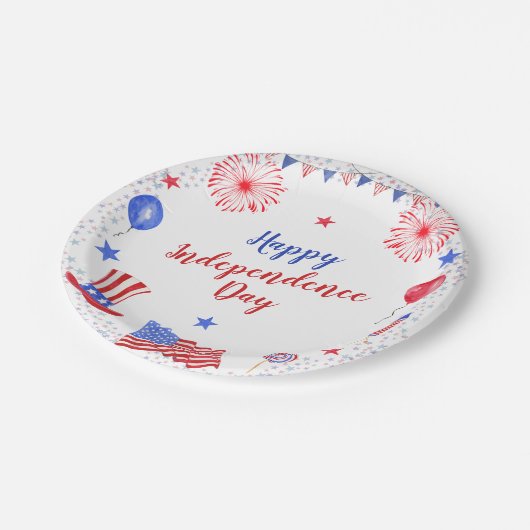 Waterverf 4 juli Onafhankelijkheidsdag Papieren Bordje (Gekanteld)