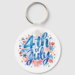 Waterverf 4 juli Patriottisch Sleutelhanger