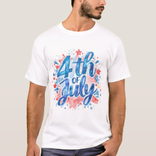 Waterverf 4 juli Patriottisch T-shirt