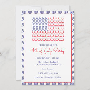 Waterverf 4th of July Patriotic Bow American Flag Kaart