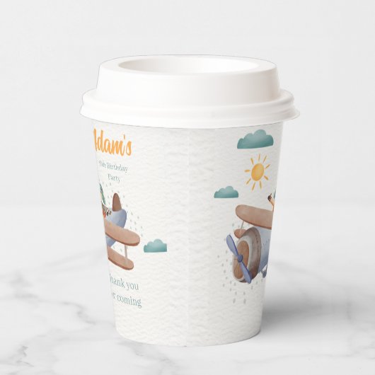 Waterverf 6e verjaardag van het vliegtuig Papierko Papieren Bekers (Rechts)