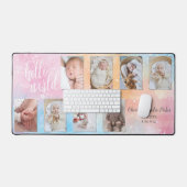 Waterverf 8-foto Baby Collage w/aangepaste script Bureaumat (Keyboard & Muis)