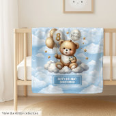 Waterverf 8e verjaardagsdeken met teddybeer fleece deken