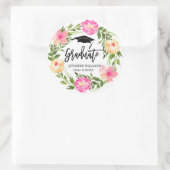 Waterverf - Aangepast Afstuderen met blokletters Ronde Sticker (Tas)