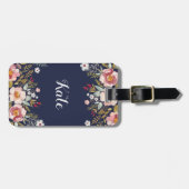 Waterverf Aangepast monogram Bagagelabel Floral (Voorkant horizontaal)
