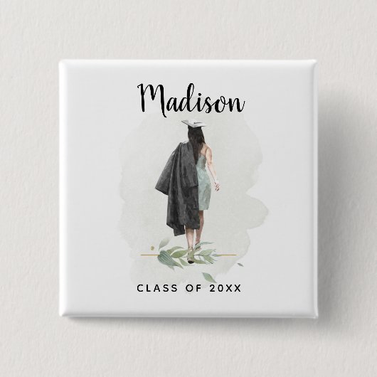 Waterverf Aangepaste Afstuderen Button (Voorkant)