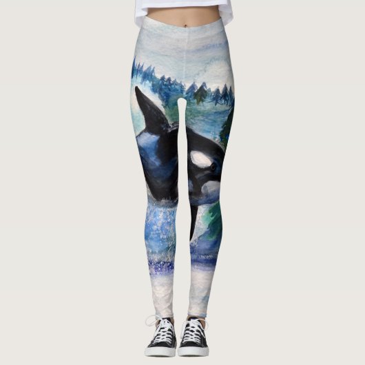 Waterverf - Aangepaste Leggings voor walvis (Voorkant)