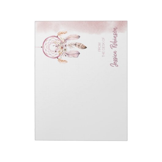 Waterverf Aangepaste naam Script Boho Dream Catche Notitieblok (Gedraaid)