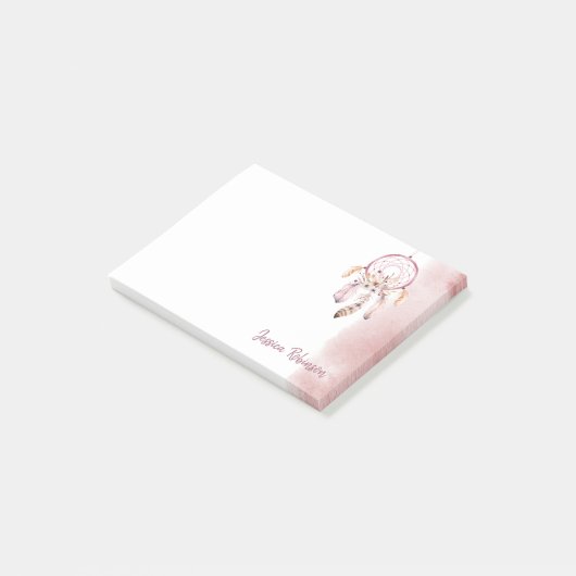 Waterverf Aangepaste naam Script Boho Dream Catche Post-it® Notes (Schuin)