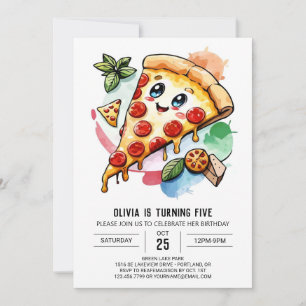 Waterverf aangepaste pizza verjaardag kaart