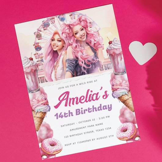 Waterverf Aangepaste Rollercoaster Party Kaart