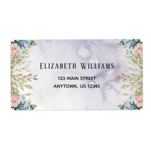 Waterverf aanjager Paarse roze verzendlabels Etiket