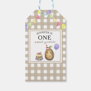 Waterverf Aardappel 1e verjaardag Cadeaulabel