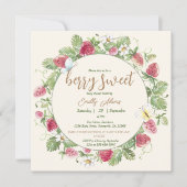 Waterverf Aardbei Bloemen Boho Baby shower Kaart (Voorkant)