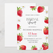Waterverf Aardbei Bruids Douche Invitation Kaart (Voorkant / Achterkant)