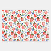 Waterverf Aardbei en Blueberry Pattern Inpakpapier Vel (Voorkant)