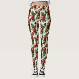 Waterverf Aardbei en Lieveheersbeestje Naadloos Pa Leggings