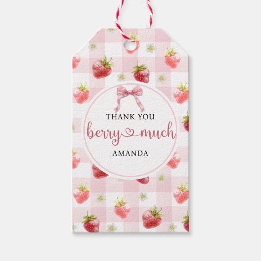 Waterverf Aardbei Hartelijk dank Berry Cadeaulabel (Voorkant)