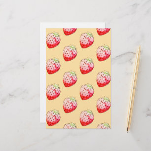 waterverf aardbei in geel briefpapier