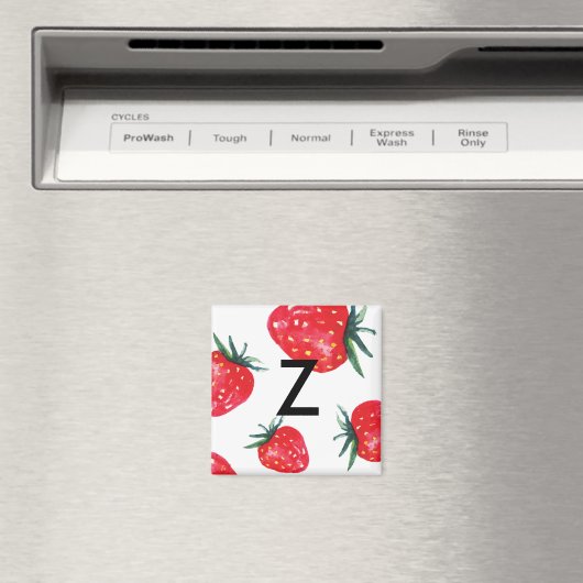 Waterverf aardbei Initiaal magneet (Insitu (Vaatwasser))