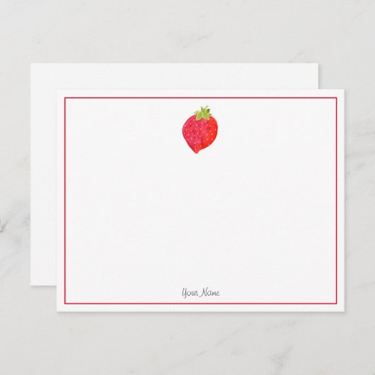 Waterverf aardbei notitiekaartje (Voorkant / Achterkant)