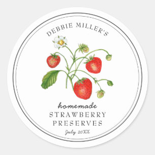 Waterverf Aardbei op witte jam pot Ronde Sticker