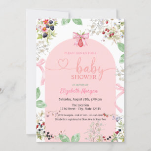 Waterverf Aardbei Strik Vruchten Baby Shower Kaart