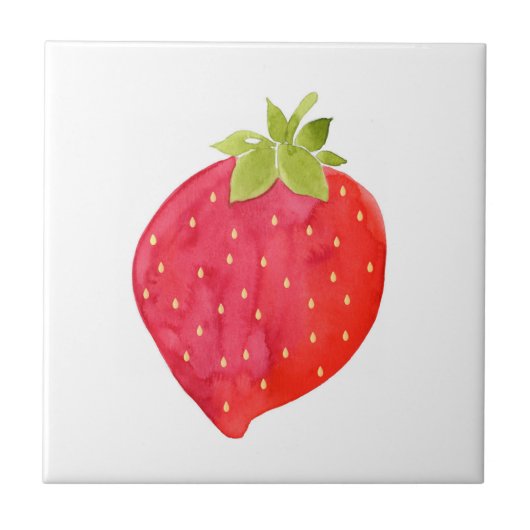 Waterverf aardbei tegeltje (Voorkant)