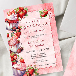 Waterverf Aardbei Zoete Baby Shower Kaart