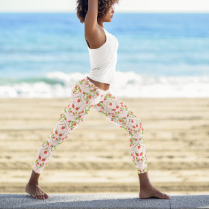 Waterverf Aardbeibloesem Patroon Leggings