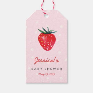 Waterverf aardbeien Aangepast Baby shower Cadeaulabel