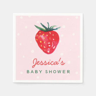 Waterverf aardbeien Aangepast Baby shower Servetten